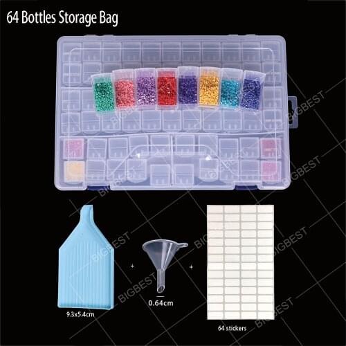 NEW 64/43 Bottles diamond painting storage box, portable bead storage box 60pcs container diamond painting accessories