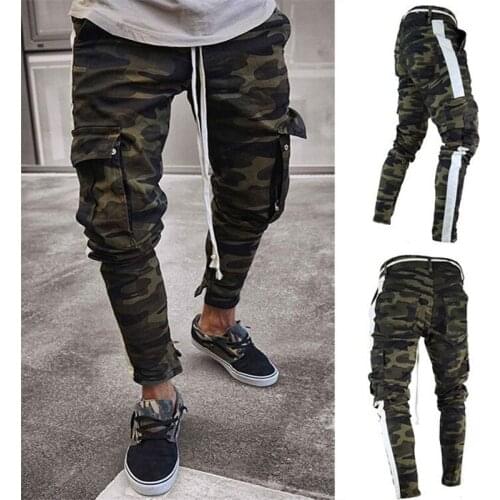 2019 Skinny Camouflage Jeans Men Multi-pocket Slim Elastic Joggers trousers for Men Motorcycle Hip hop Streetwear Denim Pants