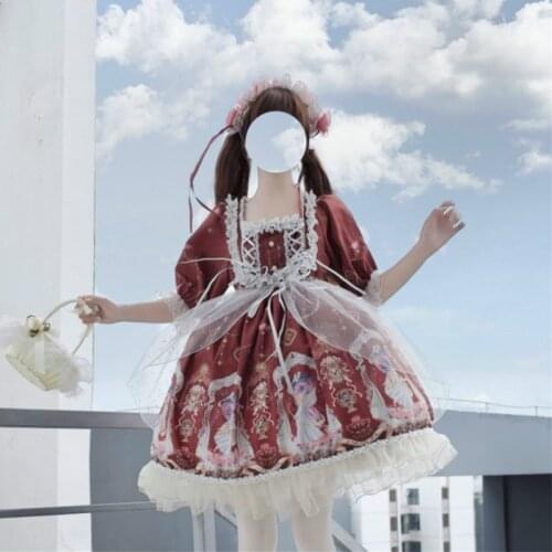 Kawaii Original Lolita Dress Angel Hourglass Short Sleeve Op Dress Japanese Soft Sister dress