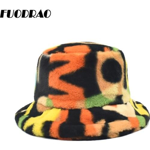 FUODRAO New Women Plush Bucket Hats Autumn Winter Warm Hat Men Travel Sun Hat Casual Fisherman Hats Caps M167