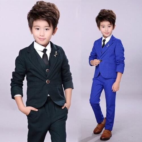 Wedding Flower Boy Dress Good Quality Kid costumes Retail One Set Child Slim suit gentle child prom suits dark green blue purple