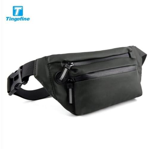TINGOFINE Trend Men Waist Bag Pack Purse PU Casual Large Phone Belt Bag Pouch Men Canvas Travel Phone Bag Chest Bag Money Bag