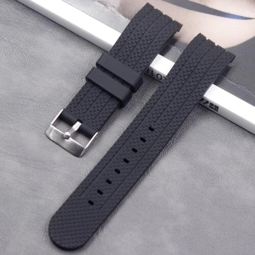 Watch accessories 22 mm silicone curved strap pin buckle men and women waterproof sports natural rubber strap accessories