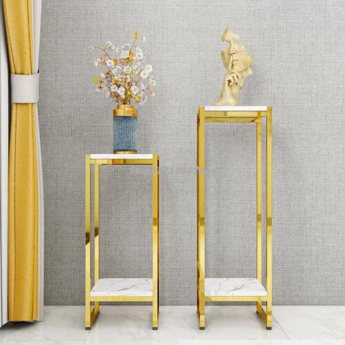 Nordic light luxury stainless steel flower shelf metal simple modern living room indoor flower pot rack green radish floor rack