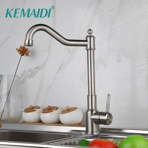 KEMAIDI Nickel Brushed Kitchen Faucet Single Hole Roatation Rotating Handle Cold And Hot Water For Kitchen And Bathroom Basin