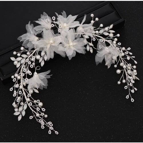 Bridal Jewelry Woven Crystal Headband Wreath White Flower Headdress Hair Accessories Wedding Accessories