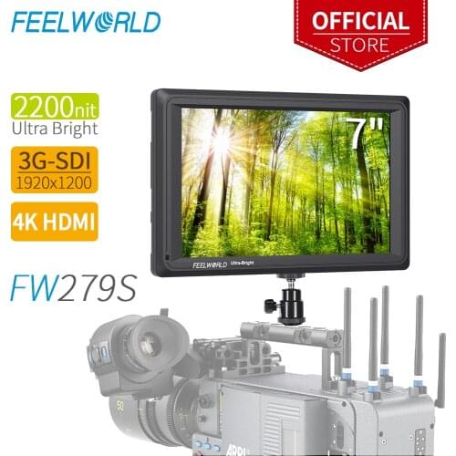 FEELWORLD FW279S 7 Inch 2200nit Daylight Viewable 3G-SDI Mini HDMI on Camera DSLR Field Monitor 4K HDMI 1920X1200 for Outdoor