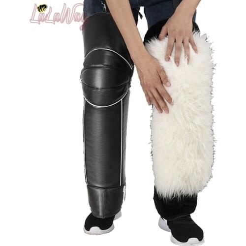 PU Leather Windproof Leg Gaiter Reflective Motorcycle Knee Pads Guards Adjustable Strap Warm Leggings Covers Full Chaps
