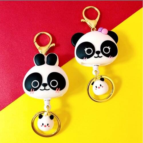 Panda Car Retractable KeyChain Creative Cute Female Bag Anti-theft KeyChain Ring Personalized Couple KeyChain Pendant Small Gift