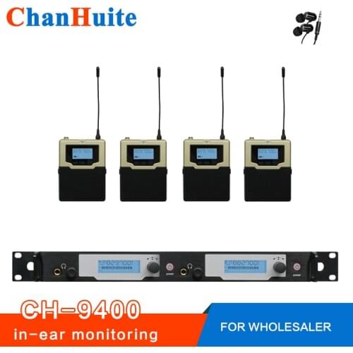 Top Quality! Wireless in ear monitor system professional IN-EAR MONITORS COMPLETE FOR 4 USERS, IEM 2 transmitter 4 receivers