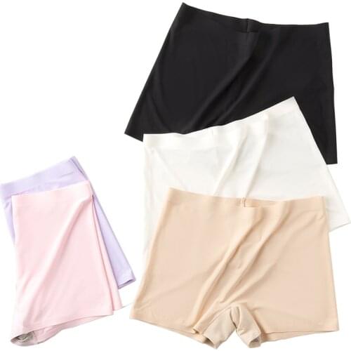 M-L Ice silk Seamless Safety Pant Quarter Trousers Slim Fit Women Underwear Sexy Lingerie Female Briefs Girl Panty
