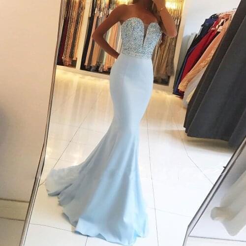 BEPEITHY Sweetheart Mermaid Blue Evening Dress Party Elegant 2020 Vestidos De Festa Sleeveless Prom Gown платья знаменитостей