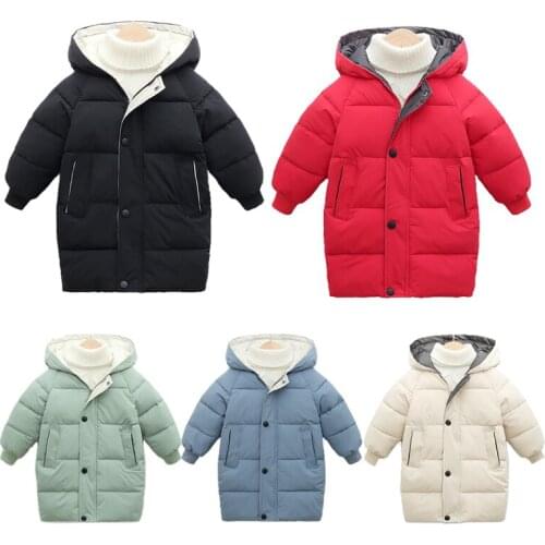 Winter Boys Jackets Child Kids Thick Warm Parkas Hooded Coats Baby Girls Mid-Long Outwear Windbreaker Jackets Clothing