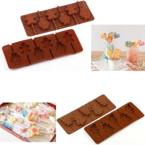1PCS Silicone Lollipop Mold Chocolate Cake Fondant Cookie Mould Jelly Pudding Molds DIY Baking Cake Decorating Tools