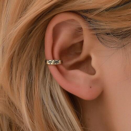 1 PCS Vintage Simple U-shaped Ear Cuff Non Pierced Clip Earring Trendy Punk Antique Silver Color Small Carved Ear Ring Earrings