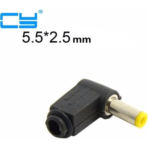 10pcs 90 Degree Right Angled DC Power Male Plug Connector 5.5mm x 2.5mm Adapter Soldering Type