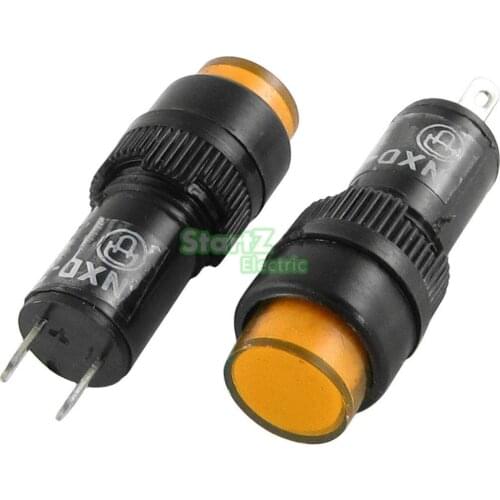 10 Pcs Yellow 12mm Indicator Pilot Signal Light Lamp DC12V DC24V AC220V