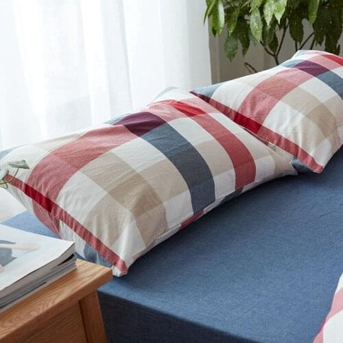 AHSNME Brown + Plaid 100% Cotton Pillowcase Special Wrinkle Craft Super Soft Summer Fall Simple Sleep pillowcase 50x75cm