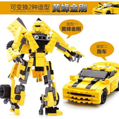 AnimeGoodie Deformable Hornet Action Humanoid Building Block Car Robot Variable 2 Shapes Small Particle Assembly Childrens Toys