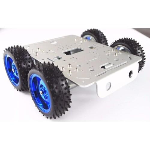 C200 Silver metal 4WD car chassis,85mm wheel,UNO R3,robot arm install interface,motor Speed encoder,For toy car DIY,RC