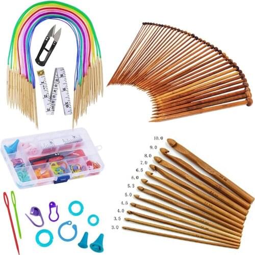 Bamboo Long Stick Needle Sweater Needle Bamboo Stick Needle DIY Hand Knitting Tool Set