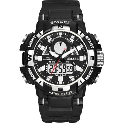 SMAEL Brand Men Sports Watches Dual Display Analog Digital LED Electronic Quartz Wristwatches Waterproof Swimming Military Watch