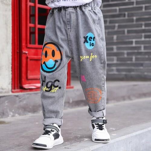 Cartoon design Kids Pants Toddler Boys Jeans 2 to 8 years Boys Casual trousers Denim Joggers Pants Harem Jeans Children Clothes