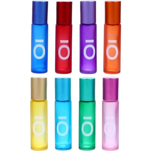 8pcs 10ml Glass Roller on Bottles Empty Essential Oil Roller Ball BottlesGlass Jar Bottles for Essential Oils Mixed Style Colour