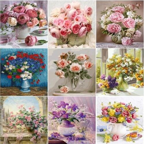 GATYZTORY 5D Diamond Painting Full Drill Square/Round Flower Diamond Embroidery Sale Text Rhinestones Mosaic Decor For Home 40x5