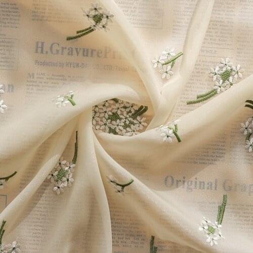 Imitation silk bright silk yarn dandelion embroidery fabric DIY womens dress skirt fabric