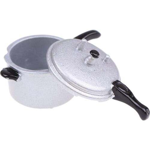 Simulation 1:12 Scale Dollhouse Miniature Kitchen Cooking Utensil Pressure Cooker Autoclave Toy Kitchen Tools