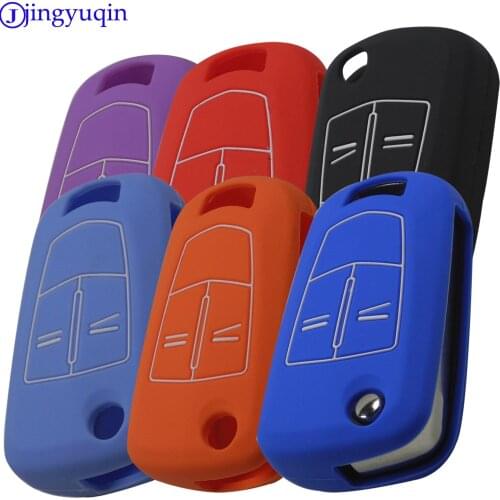 Jingyuqin Good Quality Silicone Car Key Cover Case For Opel Vectra C Astra H Corsa D Zafira 2/3 Buttons Flip Folding Remote Key