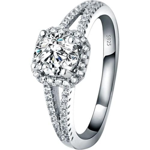 Square 2 Carats FL Diamond 925 Sterling Silver Womens Ring Silver 925 Jewelry Bizuteria Gemstone Bijoux Femme Rings Anel Girls