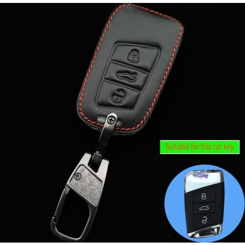 3-Button Leather Remote Key Cover For Volkswagen Tiguan Golf Mk7 Seat Ibiza Leon Skoda Octavia Altea Aztec Car Case Accessories