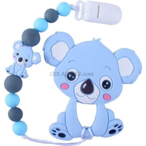 Cute Infants Molar Toy Cartoon Animal Koala Tooth Gel Pacifier Chain Newborn Baby Silicone Teether Bathing Gifts