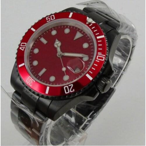 40mm pink Sterile dial PVD Coated Sapphire Glass Date Automatic movement mens watch
