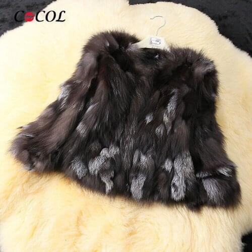Genuine real natural fox Fur Coat women fashional silver fox Fur Jacket winter Crystal fur waistcoats custom plus size