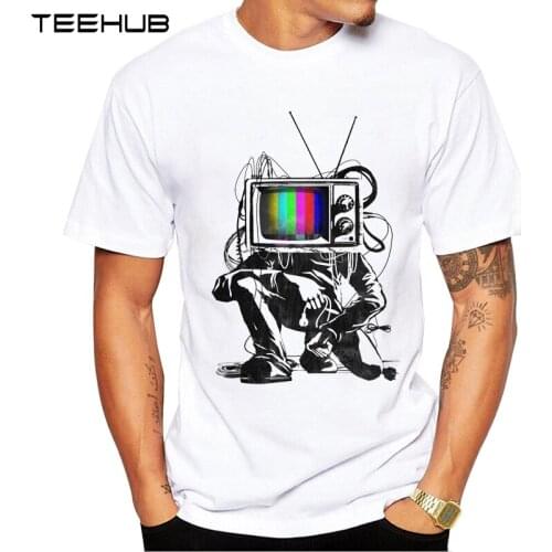 New Arrivals 2019 TEEHUB Cool Design Mens Fashion Retro TV Colour Test Man Printed T-Shirt Short Sleeve O-neck Tops Hipster Tee