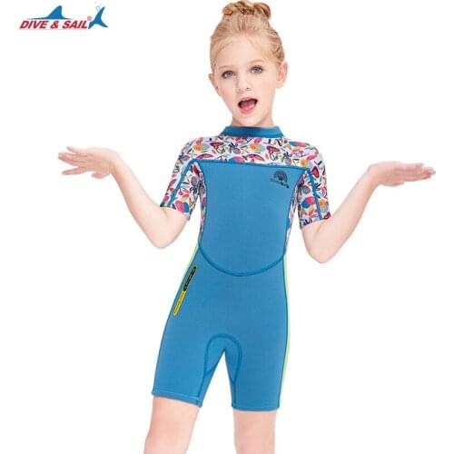 New Kids 2.5MM Snorkeling Keep Warm Short Sleeves Uv Protection Diving Suit Girl Scuba Neoprene Surfing Jellyfish Swim WetSuits