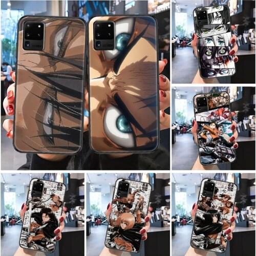 Attack on Titan Anime Phone case For Samsung Galaxy Note 4 8 9 10 20 S8 S9 S10 S10E S20 Plus UITRA Ultra Frosted black painting