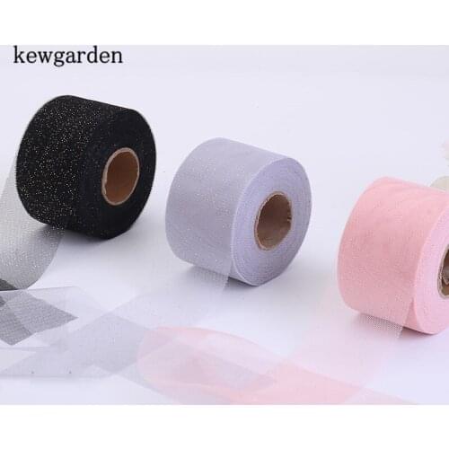 Kewgarden Wholesale Glitter Mesh Ribbons 60Mm 6cm Handmade Bowknot Voile Ribbon DIY Accessories 50 Yards