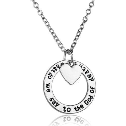Necklaces What Do We Say To The God Of Death Love Heart Charm Pendant Chain Circular Necklace New Hot Women Men Jewelry Gifts