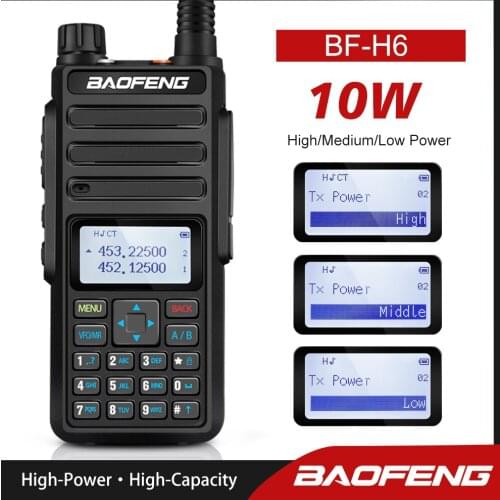 Baofeng BF-H6 Real 10W Portable CB Radio Transceiver VHF UHF Walkie Talkie Two Way Ham Radio Long Distance 10KM Radio 2021 New