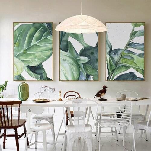 Tropical Leaf Print Posters Monstera Leaf Palm Banana Canvas Painting Green Leaves Wall Art Living Room Decoration Pictures