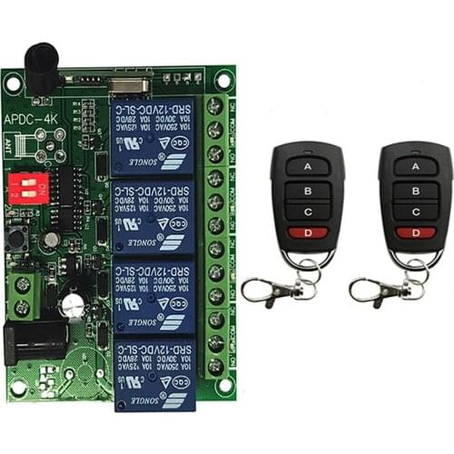 DC 12V 24V 10A 4 Channel 4CH 315/433MHz rf Remote Control Switch Wireless Relay Receiver Controller for Garage\ Door\ LED\ Bulb