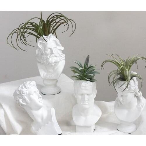 Nordic ins Resin Statue Flower Pots Venus David Head Vase Living Room Sketch Decorative Resin Art Sculpture Vase Decoration Home