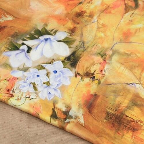 FYS21 1meter Gardenia Chinese Style Fabric Gambiered Guangdong Gauze Dress Fabric Japanese Kimono Dress Fabric DIY Bag Fabric