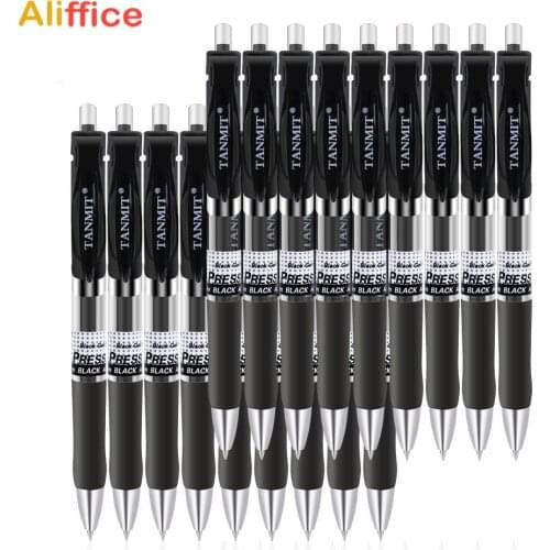 Retractable Premium Gel Ink Roller Ball Pens for Students School Supplies Office Stationery 0.5mm pen Black Set of 12 Packs