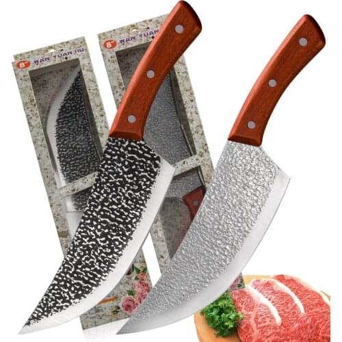 XYj 8 inch Slicer Santoku Cleaver Cutter Slicing Filleting Steak Knife Hunting Serbian Kitchen Chef Full Tang Butcher Knife Tool