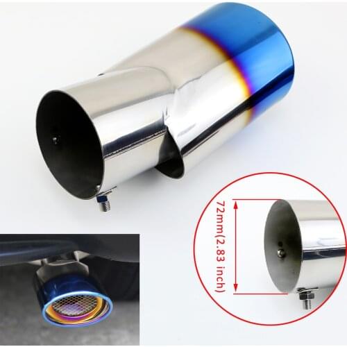 Car Rear Muffler 72mm 2.8" Inch Caliber Inlet Exhaust Tail Tailpipe Tip Cover Trim Stainless Steel Accessories Universal Model